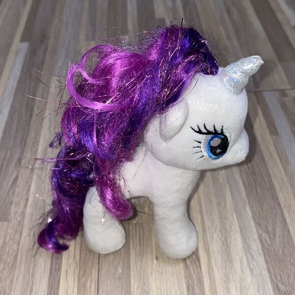 TY My Little Pony Sparkle Rarity 7"plush Unicorn White Purple Plush used plush - Picture 5 of 9